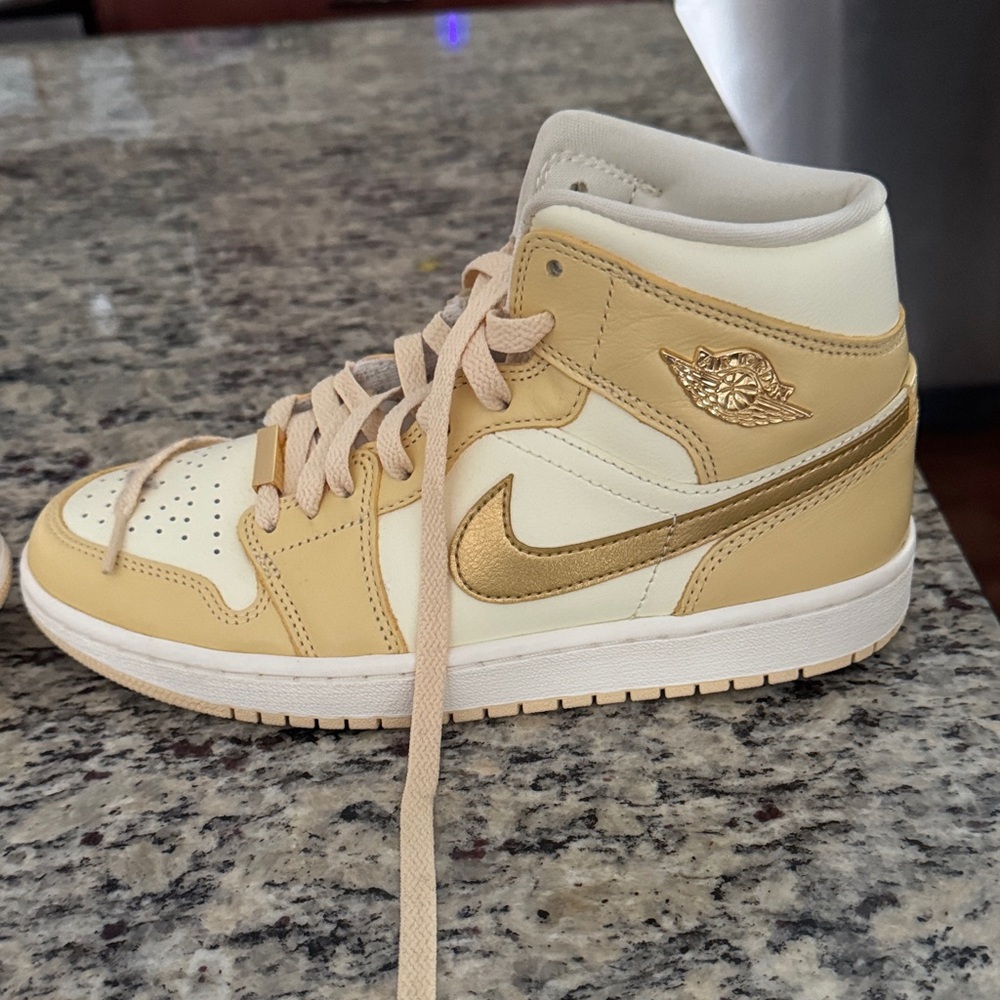 Jordan Women's Gold and Tan Sneakers